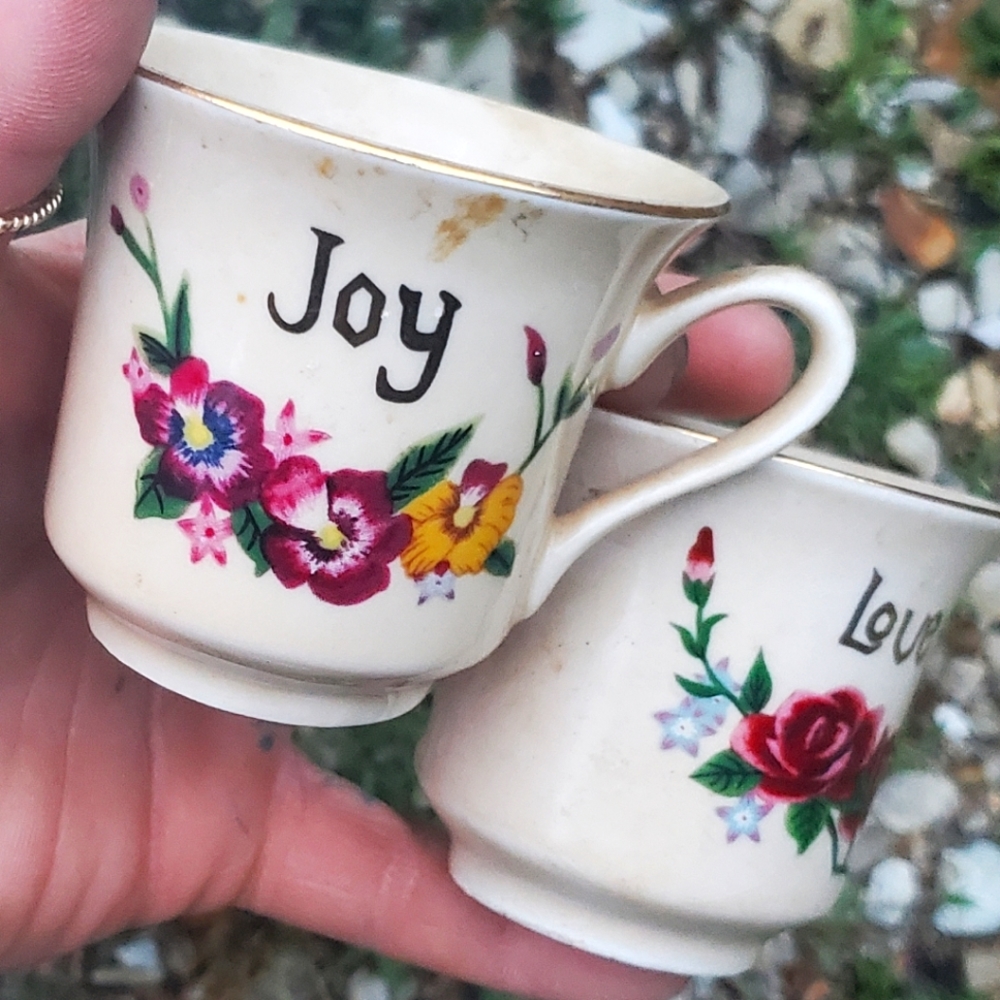 Demitasse Tea Cups JOY & LOVE  only Devotional